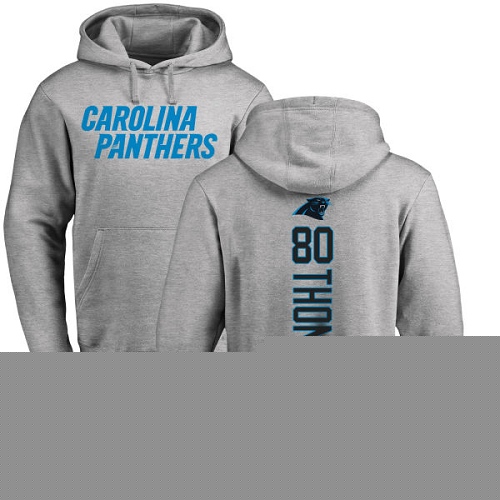 Carolina Panthers Men Ash Ian Thomas Backer NFL Football #80 Pullover Hoodie Sweatshirts
